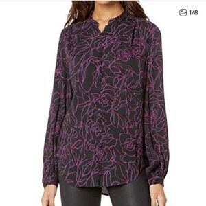 Equipment Cornelia Mandarin Purple and Black Blouse SZ XS/TP